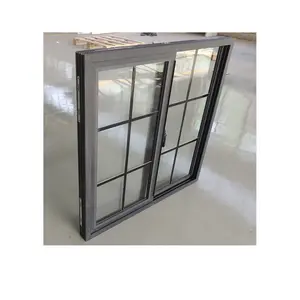 Modern design sliding windows Double glass black pvc frame window grille design black vinyl windows