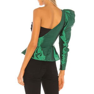 Una spalla lunga del manicotto di soffio <span class=keywords><strong>raso</strong></span> sexy dell'involucro delle donne top camicetta - Product Image 4