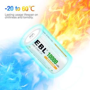 For EBL <b>10000mAh</b> Ni-MH High Capacity D Cell Rechargeable Batteries 4 Pack with New Retail Package for Medical & Toys - Product Image 1