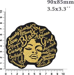Belle Applique en tissu Black Girl 3.54x3.35 Patch thermocollant pour vêtements et sacs à dos avec cheveux bouclés et style Hip Hop - Product Image 5