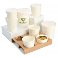 Bol en carton kraft jetable de qualité alimentaire 32 oz pour salades et plats chauds/froids AVEC COUVERCLE