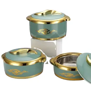 Hot selling round hot pot sets food warmer for cookware 1.5L+2L+2.5L Bahrain Saudi insulated casserole food warmer