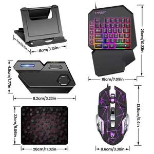 <span class=keywords><strong>Tastiera</strong></span> di gioco con <span class=keywords><strong>una</strong></span> <span class=keywords><strong>mano</strong></span> cablata e Mouse King Set Gadget da gioco per Tablet con <span class=keywords><strong>una</strong></span> sola <span class=keywords><strong>mano</strong></span> cinque in uno - Product Image 3