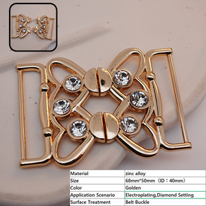 <span class=keywords><strong>Boucle</strong></span> de ceinture directe de dames d'usine forme de papillon de Nickel de 68mm avec la <span class=keywords><strong>boucle</strong></span> décorative de <span class=keywords><strong>diamant</strong></span> d'or galvanisé - Product Image 4