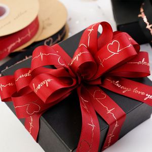 <b>Flower</b> Ribbon Spool Mother's Day Valentine's Wedding Gift <b>Cake</b> Baking Packaging Material Heart Bronzing Gold Thread Polyester - Product Image 2
