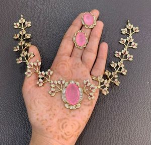 Conjunto de Collar y Pendientes de Lujo con Circonitas y Piedras para Mujer, Joyería de Diseño, Moda, para Bodas y Fiestas, Venta al por Mayor - Product Image 6