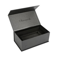 Boîte à rabat noir rigide avec fermeture magnétique, emballage cadeau avec insert en mousse EVA noire