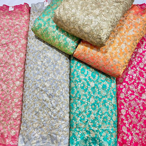 La mejor viscosa Zari Sequence, tela Georgette tejida con cuentas pesadas, trabajo hecho a mano, bordado liso, importado, Georgette con cuentas completas - Product Image 1