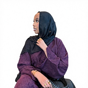 Winter Modest Corduroy <b>Abayas</b> with Trendy Dresses Traditional Muslim Clothing Accessories - Product Image 1