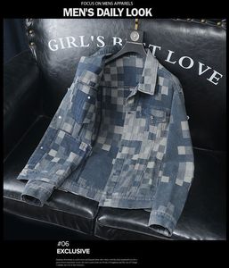 Veste en <span class=keywords><strong>jean</strong></span> délavé et vieilli à imprimé intégral <span class=keywords><strong>Louis</strong></span> Pixel Damier pour homme, style streetwear, avec revers et poches, manteau extérieur en <span class=keywords><strong>jean</strong></span> - Product Image 5