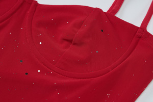 Abito Estivo da Donna 2026 ODM Stile Club con Scollo a V Asimmetrico, Plissettato e con Volant, Sexy e Dolce in Spandex/Nylon - Product Image 4