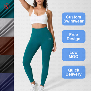 Conjunto de yoga cepillado: Top deportivo ajustado de cuello redondo para mujer, leggings deportivos de alta intensidad para correr al aire libre, mallas de fitness para yoga. - Product Image 1