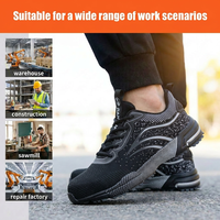 Chaussures de sécurité à embout d'acier unisexe, anti-perforation, respirantes, en tissu Fly-knit intégral, légères, coupe basse pour le printemps, l'été et l'automne