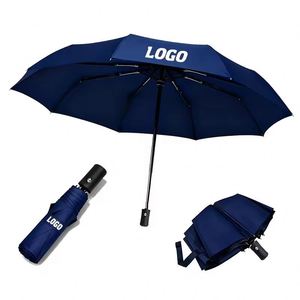 Parapluie pliant automatique noir anti-UV coupe-vent de haute qualité à 3 sections, personnalisable en gros pour la pluie - Product Image 5