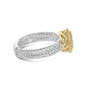 Anillo Cruzado de Plata de Ley .925 Chapado en Oro Amarillo de 18K con Acabado Satinado (Color I-J, Claridad SI1-SI2) - Product Image 3