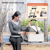 Poussette multifonctionnelle pour animaux de compagnie, pour chiens de petite et moyenne taille, poussette de voyage en plein air, chariot pour chien portable et pliable