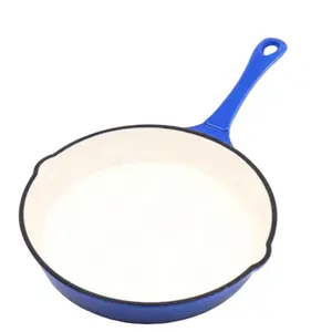 Moderne 25Cm Emaille Coating Gietijzeren Bak Pan Grillen Bakplaat En Koekenpan Emaille Kookgerei Sets Aanpassen