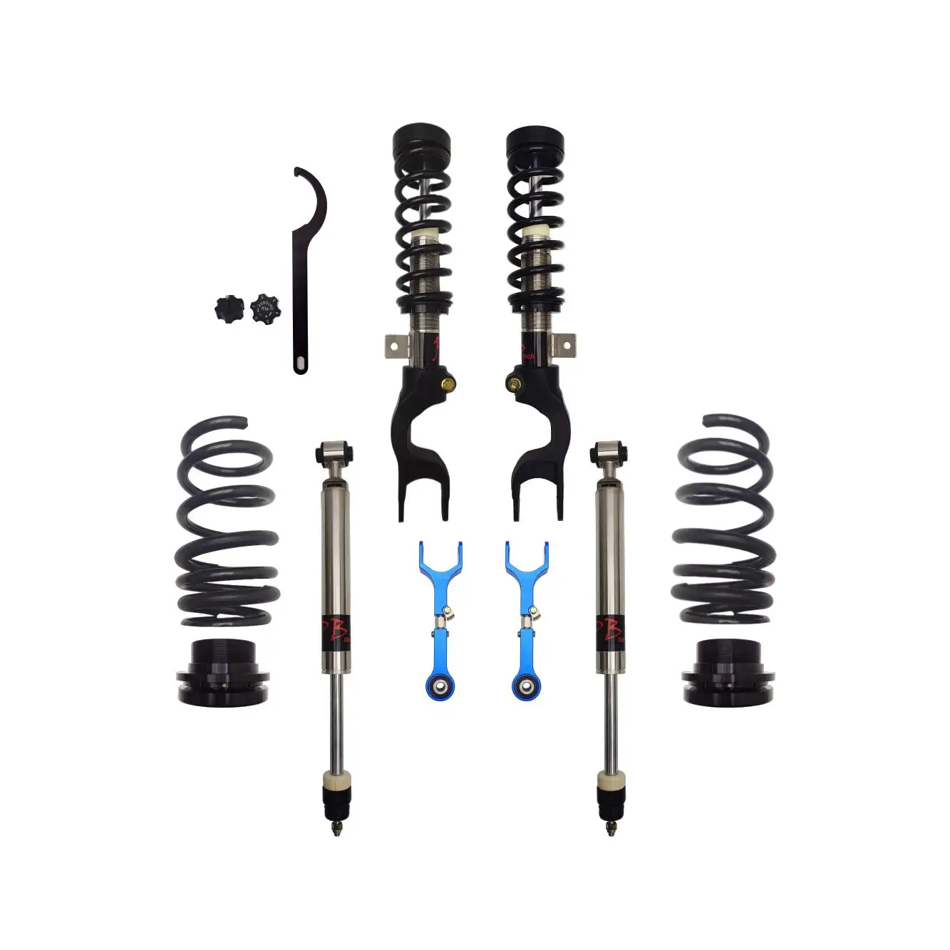 For Tesla Model Y Comfort Adjustable Front Rear Shock Absorbers +Camber Control Arms Coil Springs Suspension Lift Kit