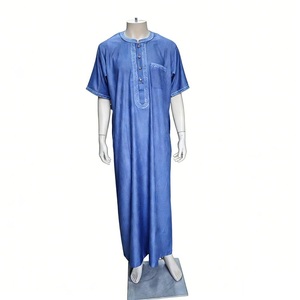 Thobe Marocchino da Uomo Musulmano con Ricamo Jubbah a Tinta Unita Stile Arabo Saudita Abaya Islamica - Product Image 6