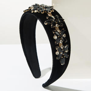 Diadema de terciopelo coreano con diamantes de imitación para mujer, accesorios florales barrocos para el cabello, accesorios nupciales de lujo con cristales - Product Image 5