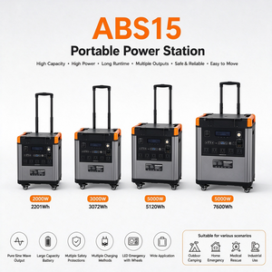 Station d'alimentation portable rechargeable 2000W 2201Wh avec panneau solaire, charge rapide pour la maison, le camping et les situations d'urgence, roue incluse - Product Image 2
