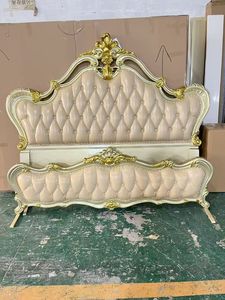 Lit double de luxe européen haut de gamme pour chambre principale, tout en bois massif et cuir, style français, grand lit de 1,8 mètre - Product Image 3