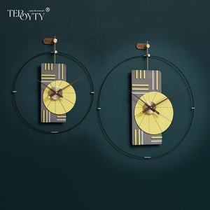 EMITDOOG fai da te stile minimalista arte in metallo orologio da parete di grandi dimensioni orologi moderni in legno giallo orologio incisione CNC orologi artigianali giappone - Product Image 2