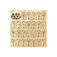 Nouveau puzzle éducatif en bois minimaliste moderne transfrontalier, jeu de réflexion sculpté en bois sur le thème de la langue des signes américaine