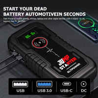 Démarreur d'urgence tout-en-un CE/ROHS/UL2743 pour moteurs essence 3L/diesel 5L, charge rapide des téléphones et iPad, projecteur LED.