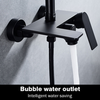 SANIPRO Ensemble de douche colonne coulissante avec pommeau pluie, système de douche effet pluie, robinets mitigeurs bain eau chaude et froide en laiton noir pour salle de bain