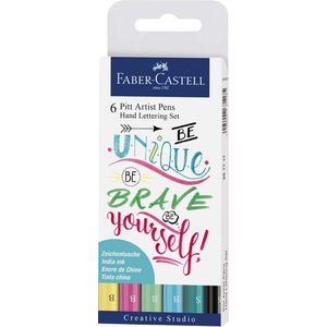 FABER CASTELL - CONFEZIONE DA 6 PENNE ARTISTICHE PITT ASSORTITE - Product Image 1