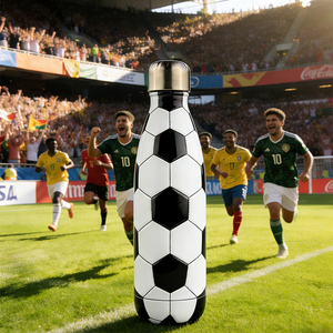 زجاجة مياه رياضية معزولة من الفولاذ المقاوم للصدأ بتصميم كرة القدم لعام 2026، مصنوعة من مواد معاد تدويرها، مناسبة للتدريب الخارجي - Product Image 2