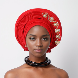 Nigeriano boda Geles africano Headtie Auto Gele turbantes para mujeres Aso Oke tela musulmana tocado cabeza femenina - Product Image 1