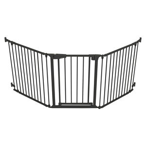 Indoor Auto Close Metall <span class=keywords><strong>Pet</strong></span> <span class=keywords><strong>Gate</strong></span> mit Knopf verschluss für Hunde Babys & Kinder-Schwarze Durchgangs tür für Treppen und Türen - Product Image 1