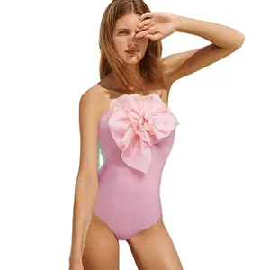 여름 비치웨어 커버 하이 웨이스트 비키니 패션 핑크 수영복 원피스 수영복 깊은 V 홀터 등이없는 섹시한 수영