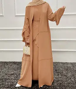 겸손한 착용 3 세트 이슬람 드레스 겸손 오픈 아바야 내부 드레스 3 세트 이슬람 의류 이슬람 드레스 3 세트