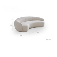 Canapé modulable incurvé de forme organique - Canapé en tissu velours Teddy style crème français - Meuble de salon minimaliste irrégulier