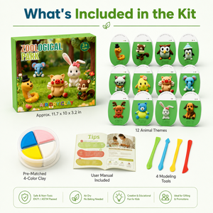 Kit de Arcilla Seca al Aire con Temática de <span class=keywords><strong>Parque</strong></span> Zoológico, 12 Temas de Animales, Manualidades para Niños, Regalo DIY, Serie Temática OEM, Venta al Por Mayor Personalizada - Product Image 2
