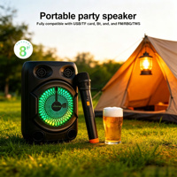 Enceinte portable Bluetooth pour fêtes, enceinte sans fil d'extérieur, stéréo domestique 10W, lumière LED, rechargeable, pour fêtes en extérieur, karaoké à domicile, usage quotidien