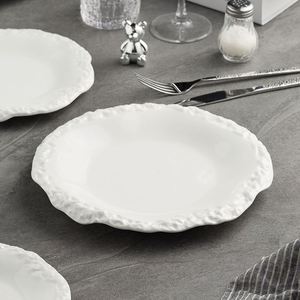 High Quality <b>Ceramic</b> Tableware Steak Salad Dessert Food Serving <b>Plate</b> Irregular Stone Pattern Rim Dinner <b>Plates</b> for Hotel - Product Image 4