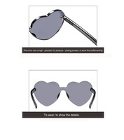 Lunettes de soleil sans monture personnalisées en gros, en forme de cœur rose bonbon arc-en-ciel, pour mariages et fêtes