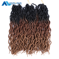 Extensions de cheveux tressés au crochet de 18 pouces, pré-bouclées, style Gypsy Loc, Dreadlocks, Ombre, bouclées et ondulées, pour tresses torsadées, tresses africaines