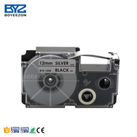Boyeezon BYZ-12SR Label harga murah 12mm pita Label hitam pada perak XR-12SR P sentuh untuk pita Printer