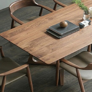 Mesa de comedor y sillas de madera maciza de estilo nórdico minimalista, juego de comedor rectangular moderno para el hogar, para ocio y conversación - Product Image 4
