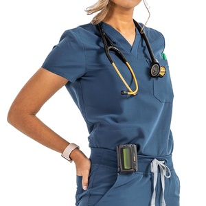 OEM customed New Fast Delivery <span class=keywords><strong>Medical</strong></span> Scrub uniforme Jogger set antirughe da donna con bottone montato - Product Image 5