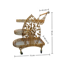Chariot de nourriture du Moyen-Orient, chariot de luxe en métal haut de gamme de style fusée, poussé à la main, chariot à légumes et desserts, table à thé mobile