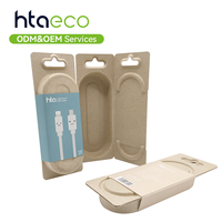Boîte d'emballage en pâte à papier moulée écologique personnalisée pour câble de données USB, plateau en fibre moulée biodégradable