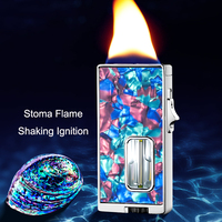 Nouveau Briquet de Luxe Personnalisé en Métal avec Flamme Ouverte, Allumage par Secouement Gonflable, Flamme Super Large et Réglable, Alimentation au Butane