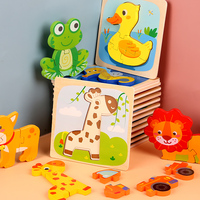 Montessori Animal 3D Puzzle assorti à la main Jeux de société Blocs de bricolage Apprentissage Jouets éducatifs pour enfants Garçons Filles