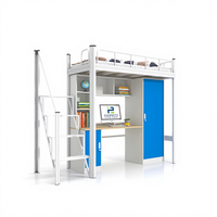 Lit mezzanine double en métal en acier robuste Lit mezzanine superposé en métal pour adultes avec escalier